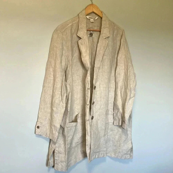 NWT Coldwater Creek 100% linen beige tan jacket - Picture 2 of 6